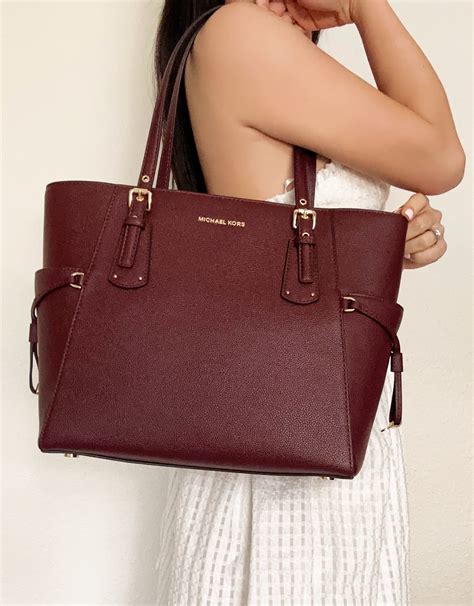 michael kors voyager small|Michael Kors voyager tote merlot.